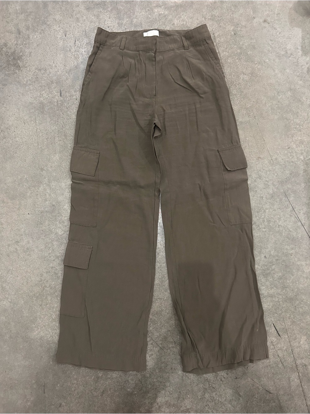 H&M Women’s Size 6 Olive Brown Cargo Pants Wide Leg Utility